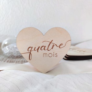 Cartes étapes bébé coeur, cartes étapes bois, première année bébé, bienvenue bébé, cadeau naissance personnalisé, cadeau future maman image 7