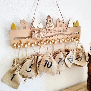 Calendario dell'avvento personalizzato da riempire, Divertente calendario dell'avvento in legno senza montaggio, Calendario dell'avvento natalizio per bambini
