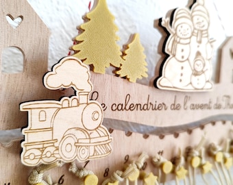 Personlig träadventskalender, fyllbar julkalender utan montering, rolig juldekoration för barn