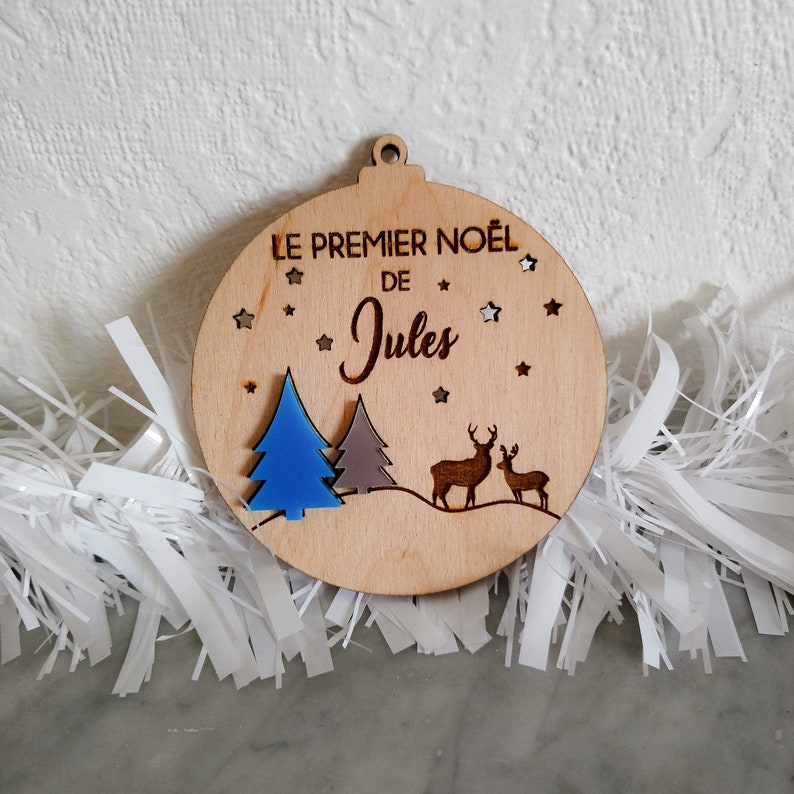 Boule de Noël personnalisée Modèle forêt Bois et plexiglas image 5