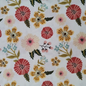 Poppie Cotton Prairie Sisters &quot;Ruth&quot; White 100% Cotton Fabric