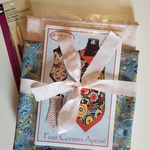 Four Corners Apron Kit with Poppie Cotton Wanderings Fabrics and Turning Tools