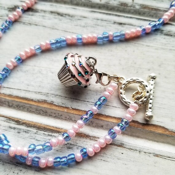 Pink and cheap blue necklace