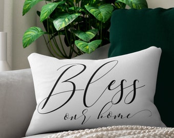 Bless Our Home Throw Pillow Book Pillow Long Lumbar Pillow Christian Throw Pillow Quote Throw Pillow Cute Throw Pillow Inspirational Pillow