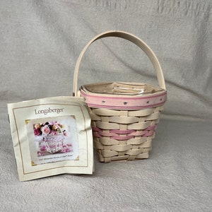 Zeldzame ondertekende Longaberger 2001 Whitewash Horizon Of Hope Basket | Amerikaanse Kankervereniging | Handgeweven mand | Allemaal Amerikaans