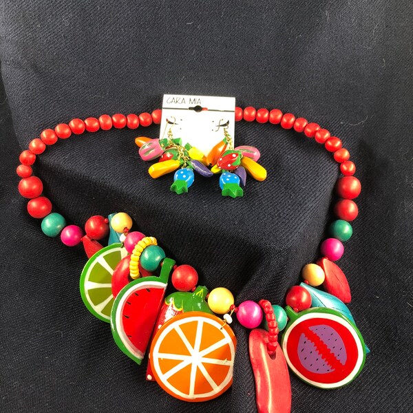 Vintage Cara Mia 24" Fruit Necklace & Matching Earrings | Cara Mia | Necklace | Earrings