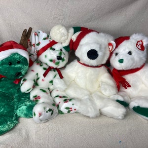 Vintage Ty Beanie Buddies | 2002 Weihnachts-Teddy | 1998 Weihnachts-Teddy | Weihnachtsbär | Fröhlich | Beanie Baby |