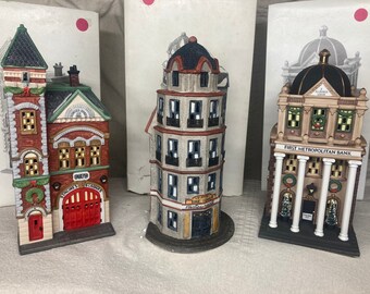 Dept 56 Christmas In The City; Red Brick Fire Station, Tower Cafe or Metroplitan Bank
