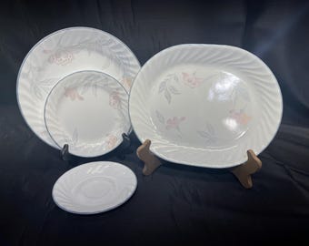 Vintage Corelle Pink Trio Dinnerware: Pink Floral Plates, Bowls, Tray - Choose Your Piece