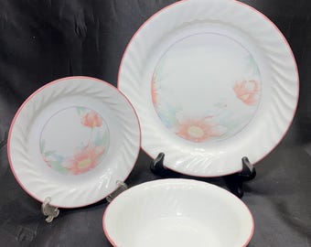 Vintage Corelle Peony Dinnerware: Plates and Bowls | Sold Separately | Peach Floral