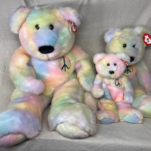 Vintage Ty Beanie Buddy Peace Bears | Choose from Extra Large Peace, Large Peace or Peace | Beanie Buddies Collection