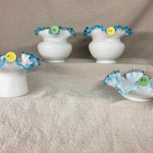 Fenton Aqua Crest White Milk Glass with Ruffled Edge  | 1940s-1970s