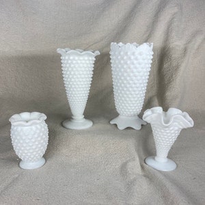 Fenton Hobnail White Milk Glass Vases | Fenton Art Glass