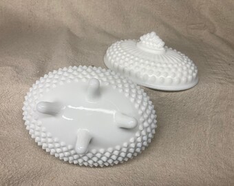 ヴィンテージ フェントン ホワイト ホブネイル ミルクガラス