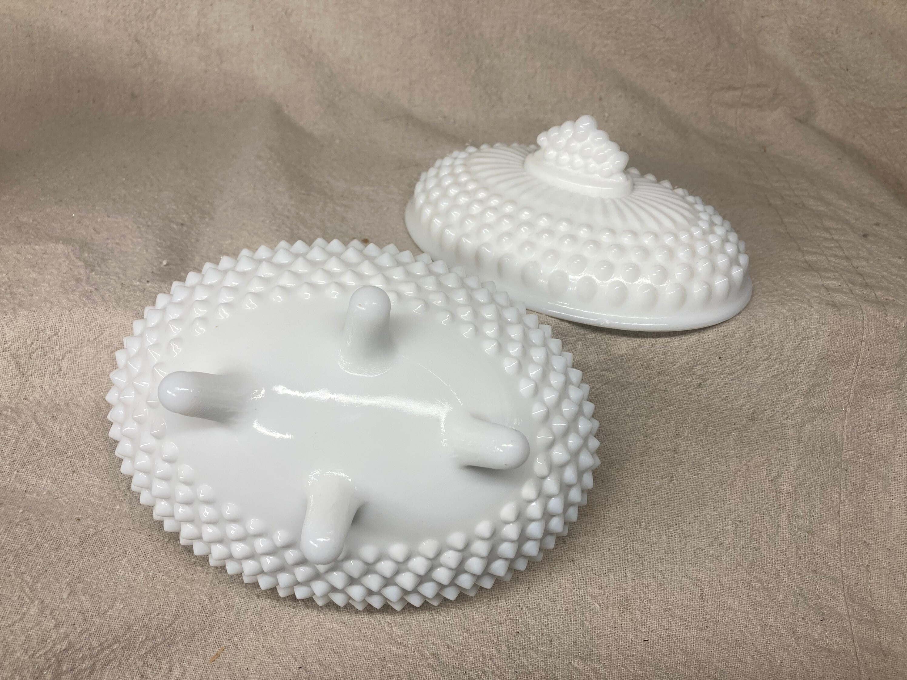 ヴィンテージ フェントン ホワイト ホブネイル ミルクガラス