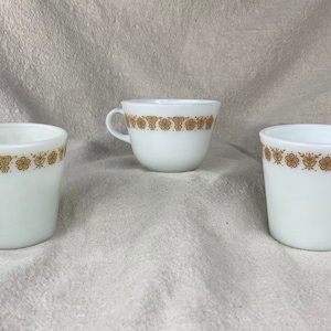 Vintage Pyrex Butterfly Gold Handled Coffee Mug and Tea Cup | Corelle | Pyrex