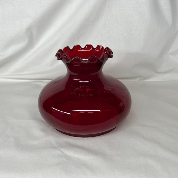 Vintage 8" Wide Red Glass Lampshade | Lamp | Glass |