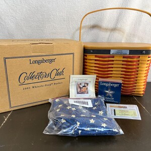 Koszyk Whistle-Stop z kolekcji Longaberger Collectors Club z 2001 r. | Koszyk tkany ręcznie