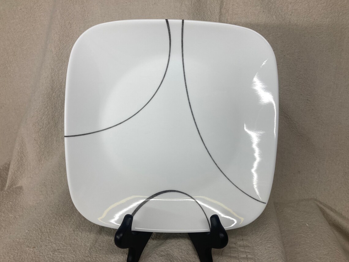 Vintage Corelle Simple Lines Dinnerware Black Trim Dinner Etsy