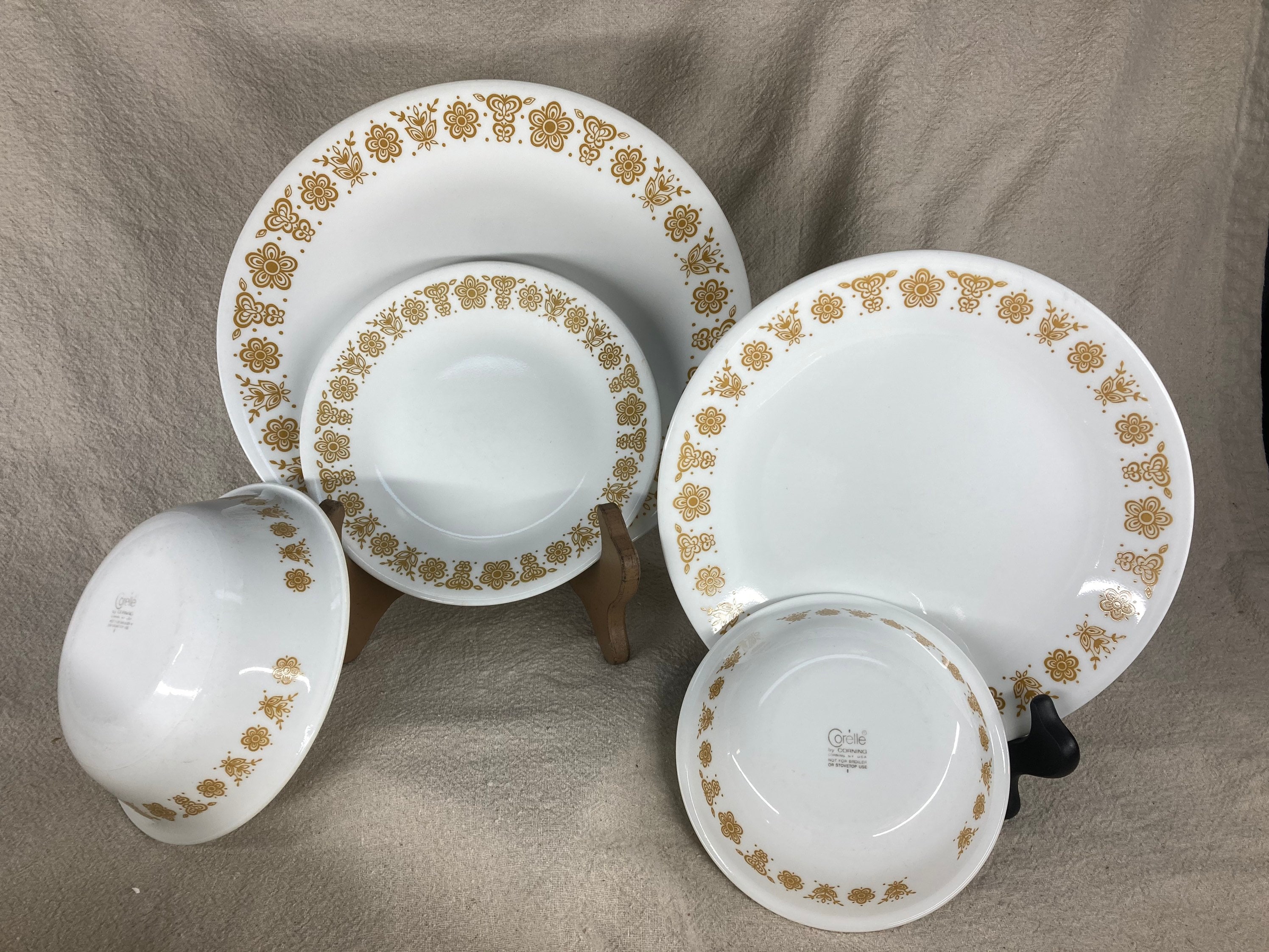 Set of 3 Corelle Butterfly Gold Cereal Bowls Free Shipping Vintage Dish Replacements Set of 3 Corelle Butterfly Gold Cereal Bowls Free Shipping Vintage Dish Replacements