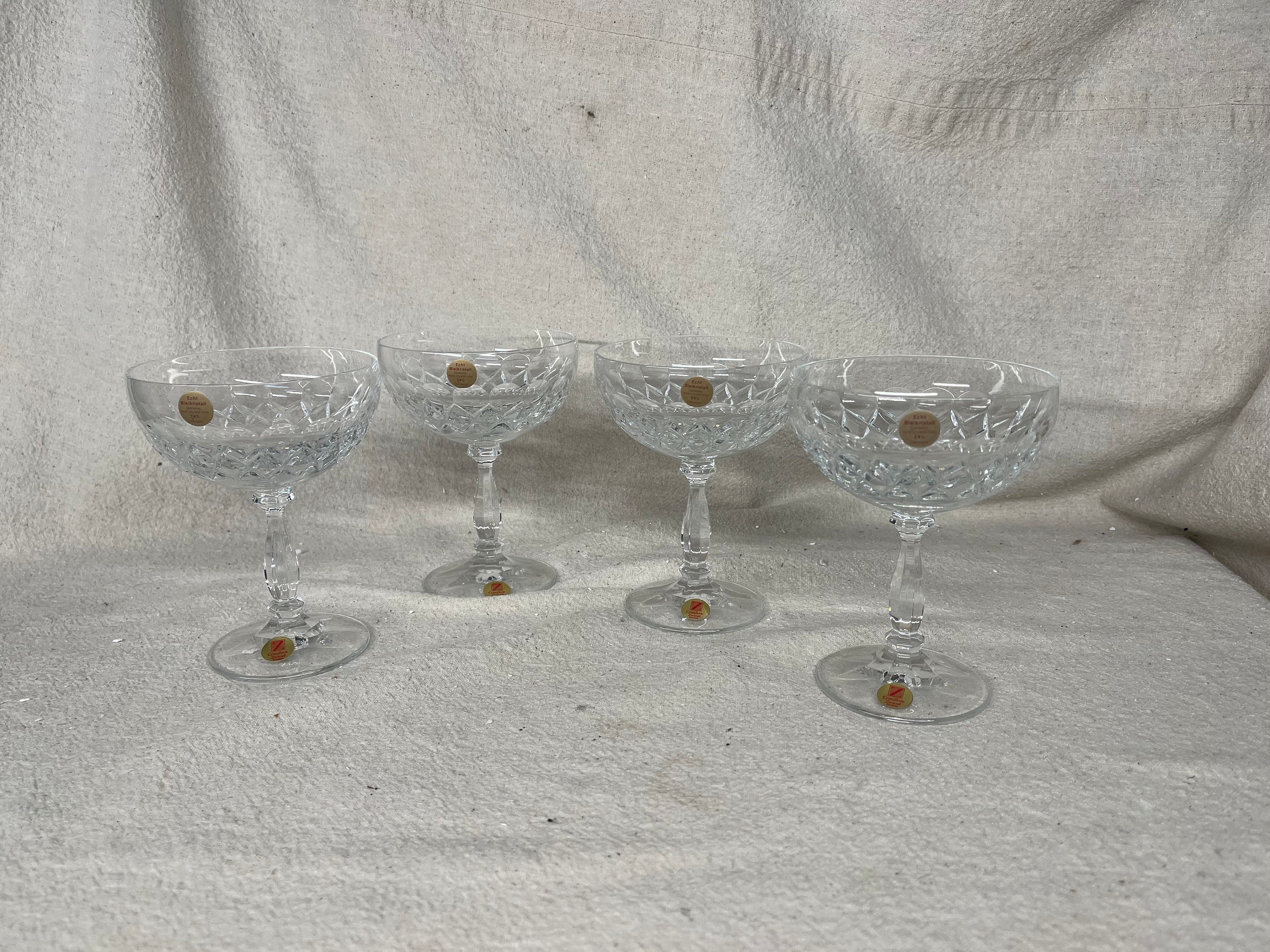 Franco Vetrerie e Cristallerie Painted Champagne Flutes Iridescent Gold