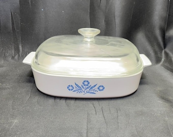 ヴィンテージ コーニングウェア ブルー コーンフラワー キャセロール皿