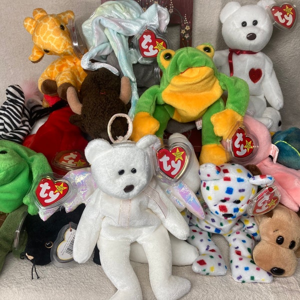 Mystery Original Ty Beanie Babies with Plastic Swing Tag Protector | Some with Tag Errors | Beanie Babies Collection