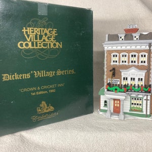 Department 56 Dickens Village Series &quot;Crown & Cricket Inn&quot; | Hand-painted Porcelain | Christmas | Heritage Village | Charles Dickens
