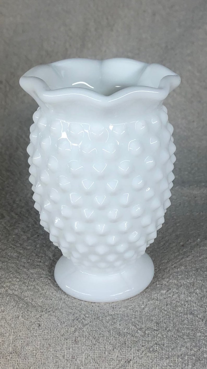 Fenton Hobnail White Milk Glass Vases Fenton Art Glass Etsy
