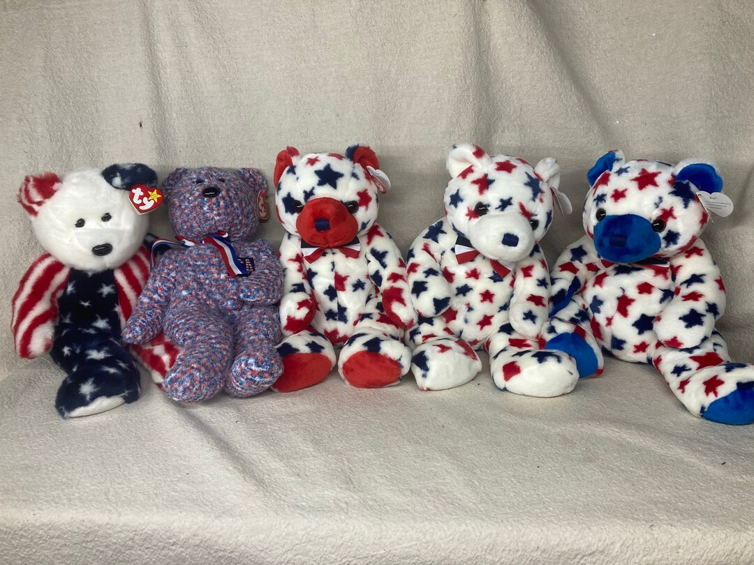 Vintage Ty Beanie Buddies Americana Spangle USA Red White Blue Beanie