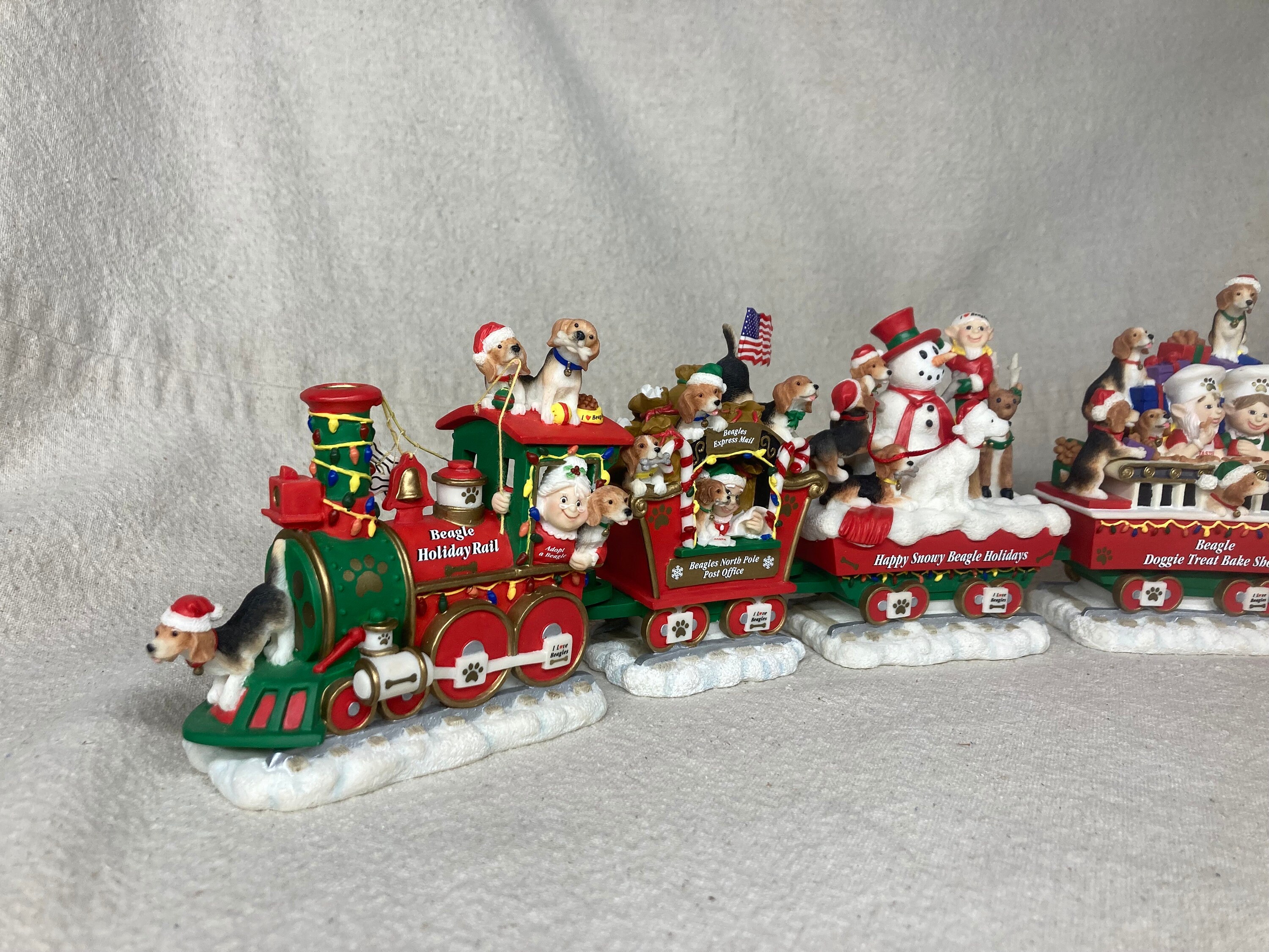 Danbury Mint the Beagle Holiday Rail Train Handpainted Etsy