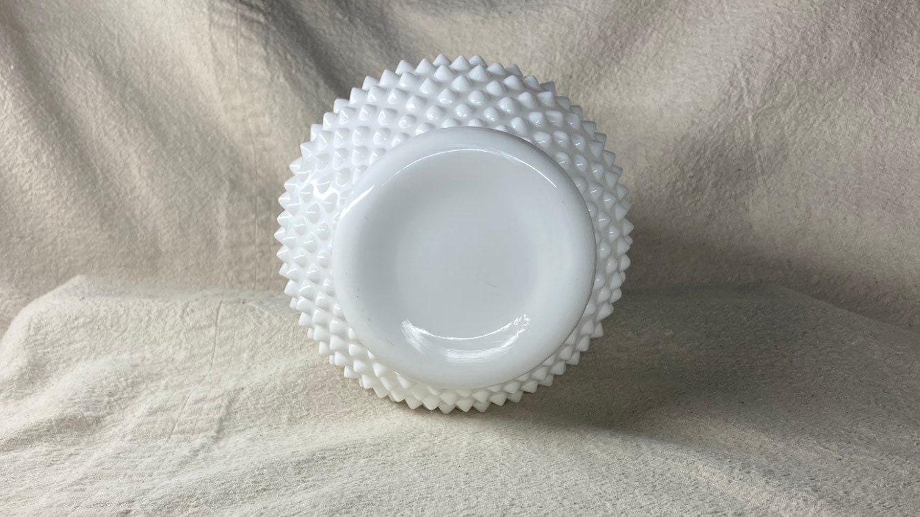 ヴィンテージ フェントン ホブネイル ホワイト ミルクガラス 花瓶