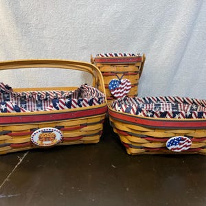 Longaberger Collector All American-manden | Kies uit 1998 Pie, 1995 Carry Along of Blue Ribbon Bread Basket 1999 | Handgeweven mand |