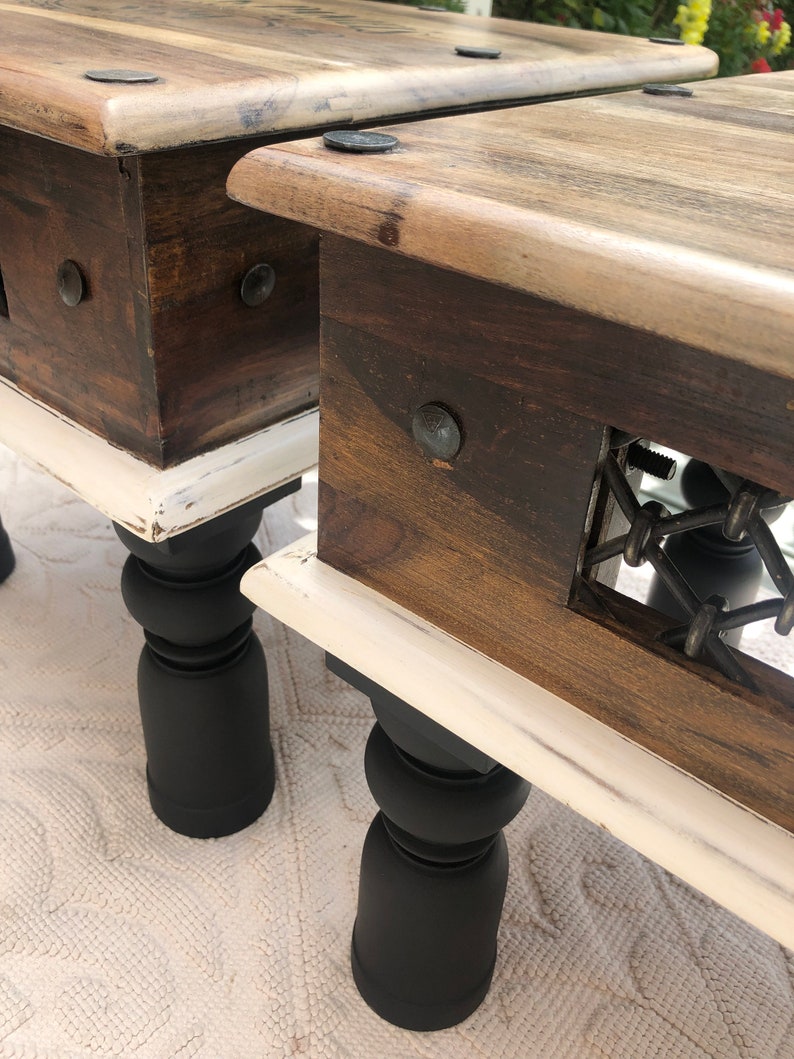Pair of Oak Coffee Tables/jack Daniels Coffee Tables/small Side Table/small Rustic Table/end