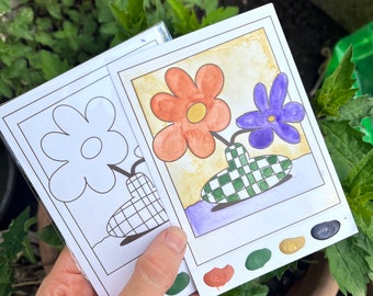 Postkarte , Grußkarte mit Aquarellfarben,  Dot-Card