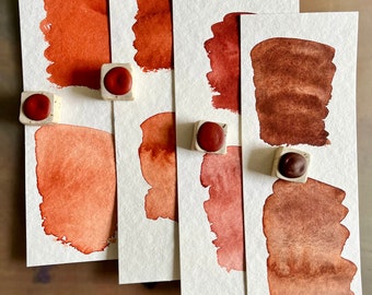 vegan watercolours in ceramic pans red ochre tones (PR101)