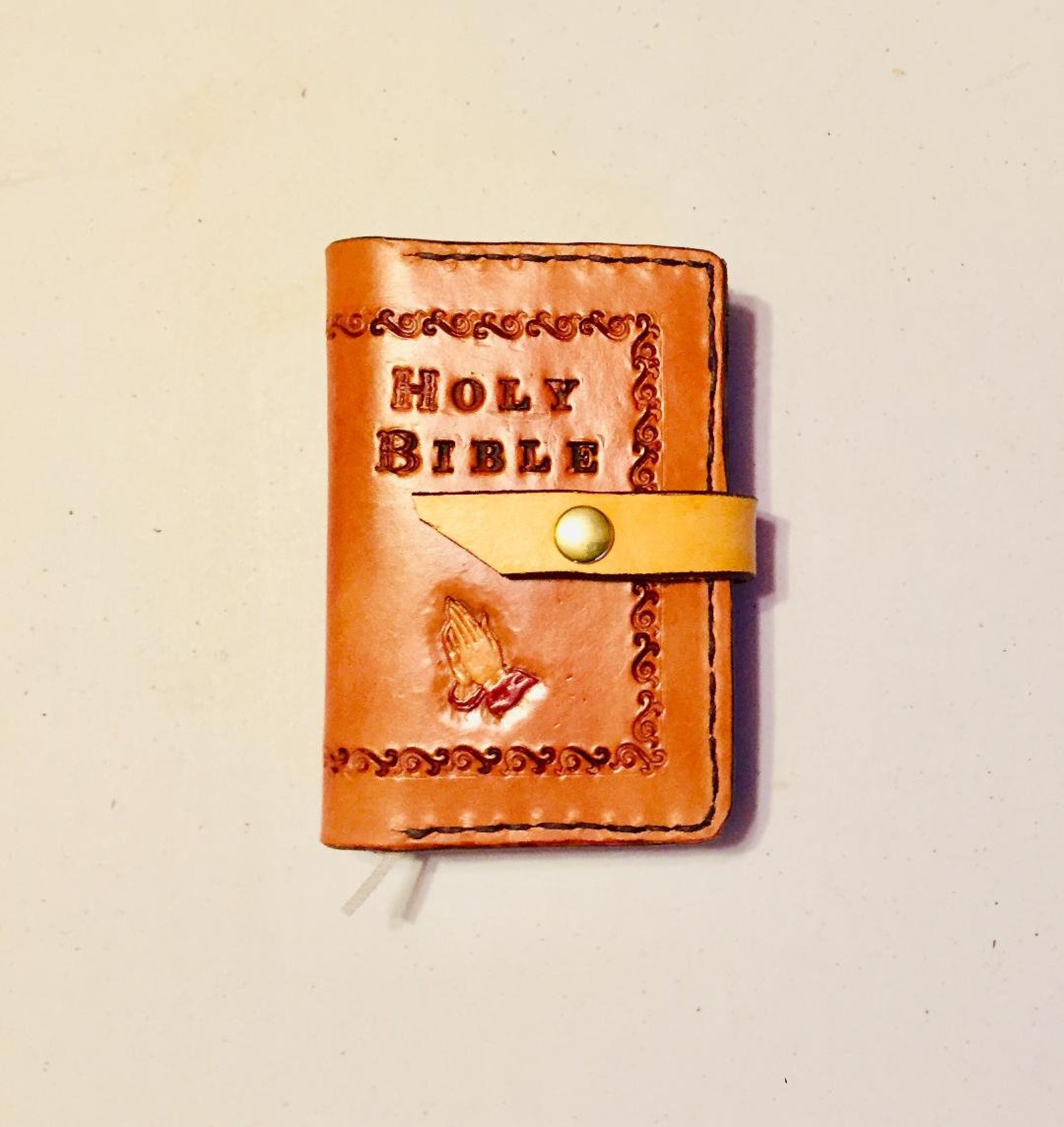 Leather Pocket Bible Cover 9 Bible Included Etsy