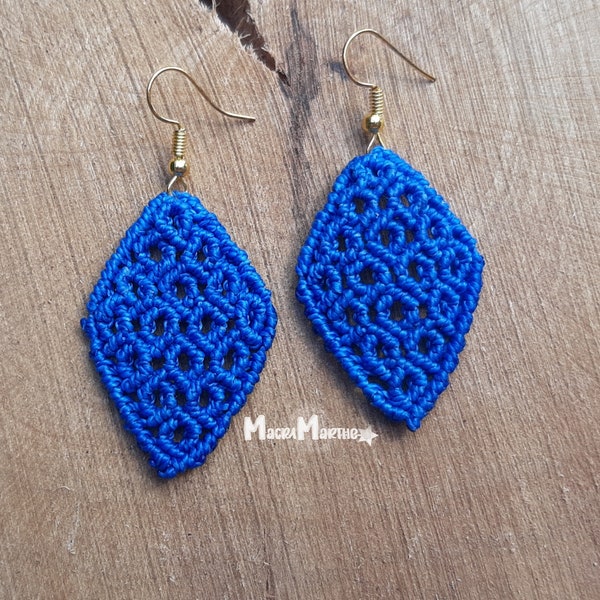 Orecchini "Rombo" in macramé, macramé earrings, handmade earrings, orecchini fatti a mano,handmade jewels,macramé jewels,ragazze,donne