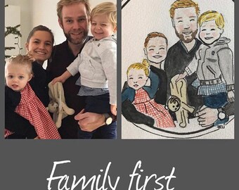 Family portrait, family portrait after photo, watercolor family portrait, family portrait on order