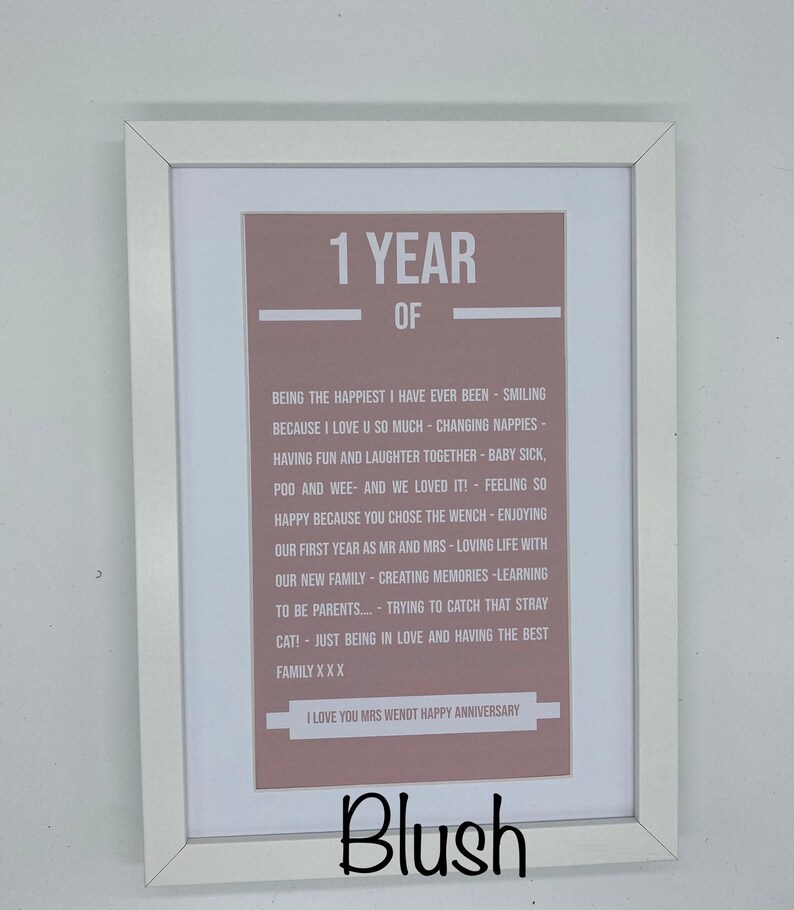 ANY YEAR Personalised 11th anniversary wedding gift memory frame available in 10 colours