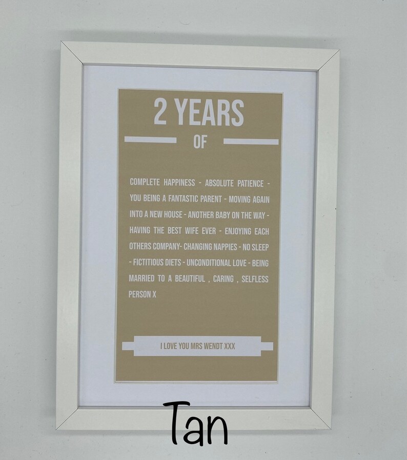 ANY YEAR Personalised 11th  anniversary wedding gift memory frame available in 10 colours