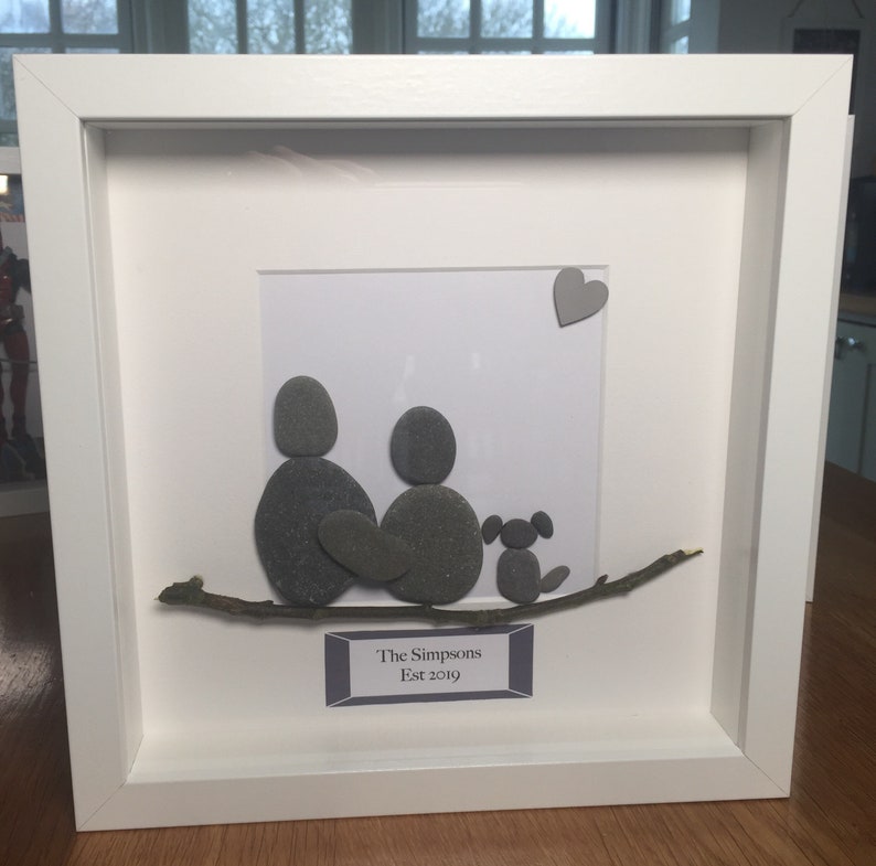 Pebble picture box frame personalised gift pebble art Etsy