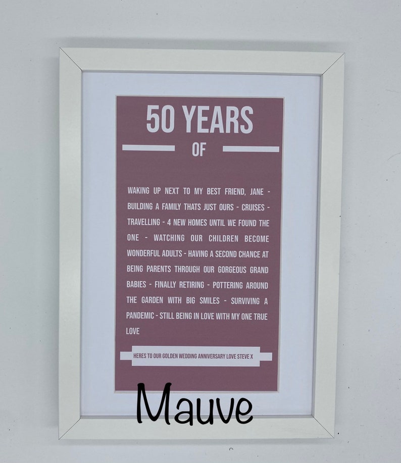 ANY YEAR Personalised 11th anniversary wedding gift memory frame available in 10 colours