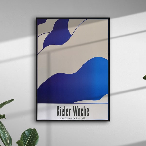 Póster de vela, impresión de velero, regalos de año de nacimiento para diseñador, decoración de arte de pared náutica, •• Kieler Woche Regatta 1969, Isolde Baumgart ••