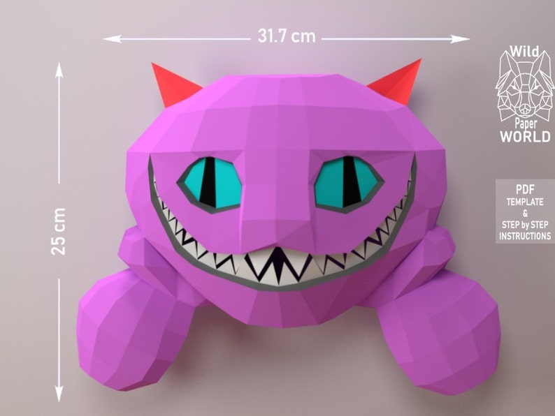 Papercraft Cat Papercraft Cheshire Cat 3D paper craft Etsy