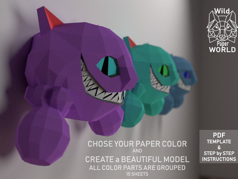Papercraft Cat Papercraft Cheshire Cat 3D paper craft Etsy