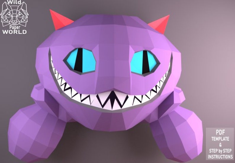 Papercraft Cat Papercraft Cheshire Cat 3D paper craft Etsy