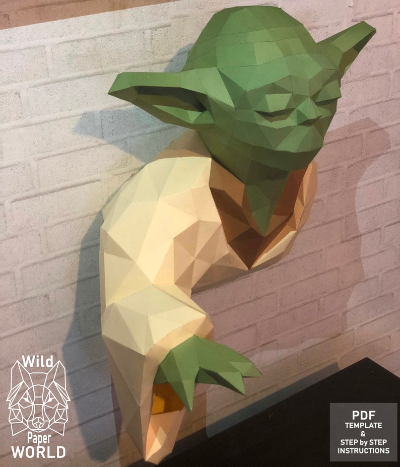 Master Yoda, Papercraft Yoda,Yoda Model, 3D paper craft sculpture, Paper model Yoda, DIY YODA