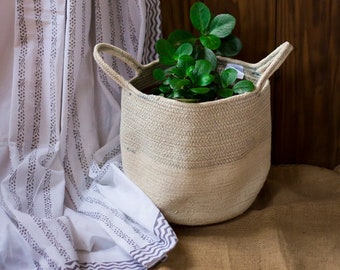 Woven Storage Baskets - Fabric Storage Baskets - Cotton Storage Baskets - Natural Basket - offwhite Baskets-Handmade Baskets-Planters