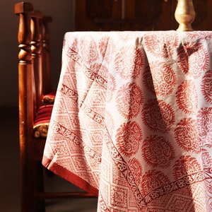 Block print tablecloth Extra large table cloth Bird Mandala cotton Table Cloth Jaipur Table cloth Tablecloth rectangle image 1